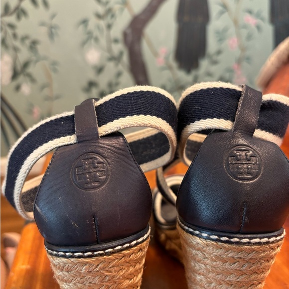 Tory Burch Platform Espadrille Stripe Strap Wedge Sandals - Picture 6 of 8